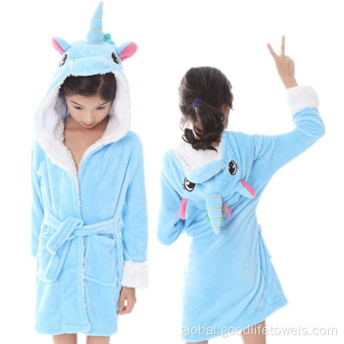 Hooded Bathrobes Kids cartoon Unicorn flannel fleece girls hooded bathrobes Manufactory